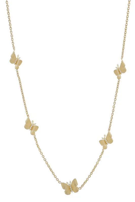 Five Station Textured Diamond Necklace