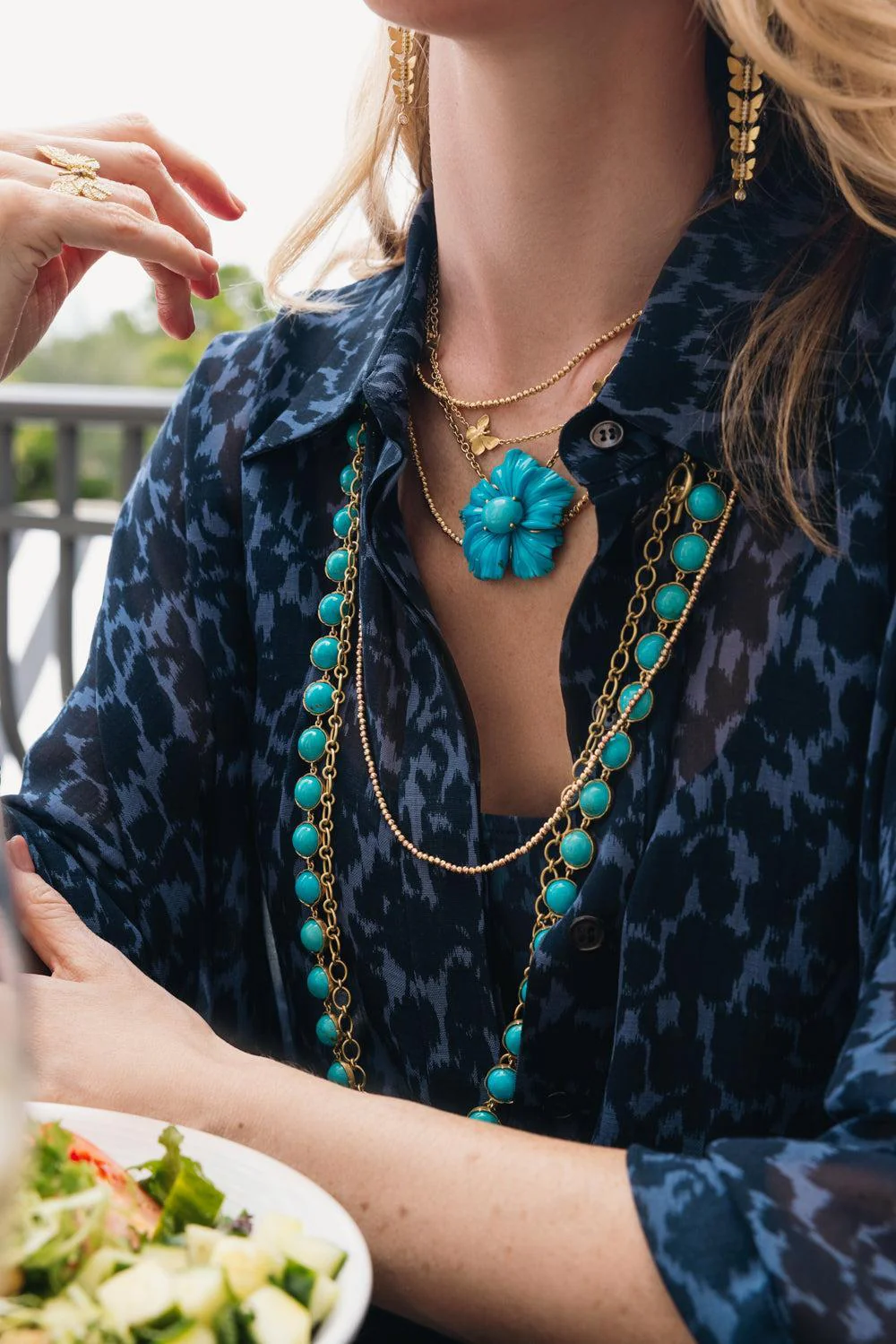 Five Station Textured Diamond Necklace - Image 2