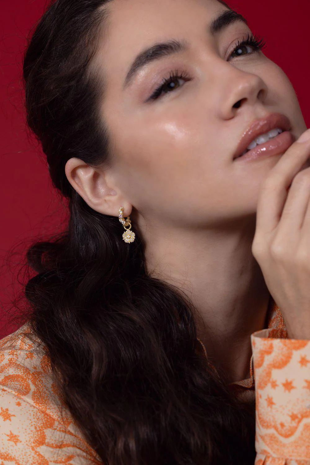 Jasmine Bloom Diamond Drop Earrings - Image 3