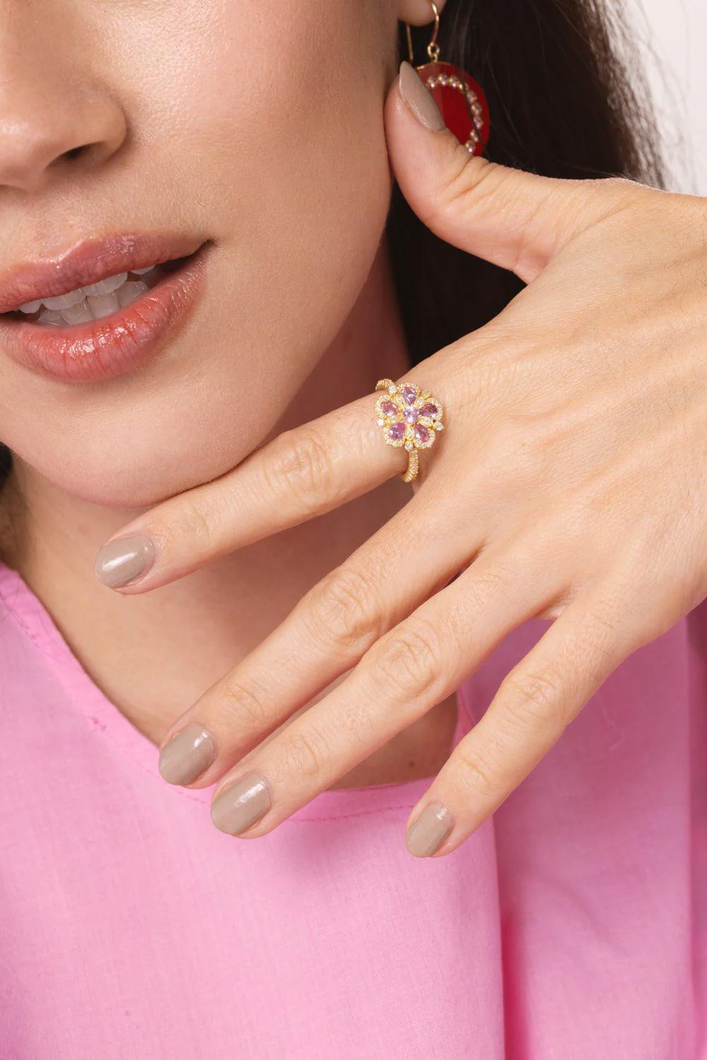Jasmine Bloom Pink Sapphire Diamond Ring - Image 5