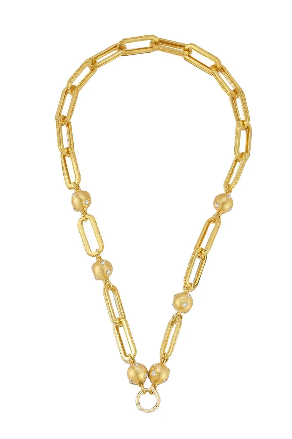 Large Modern Etruscan Diamond Ball Necklace
