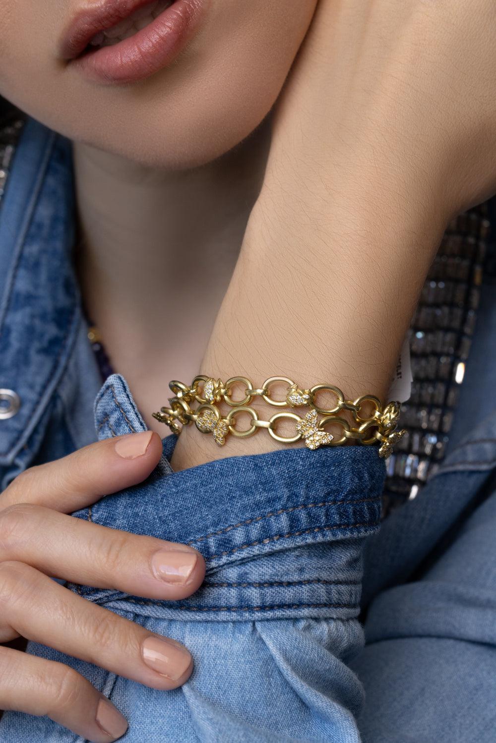 Large Tree of Life Diamond Frog Link Bracelet - Image 3