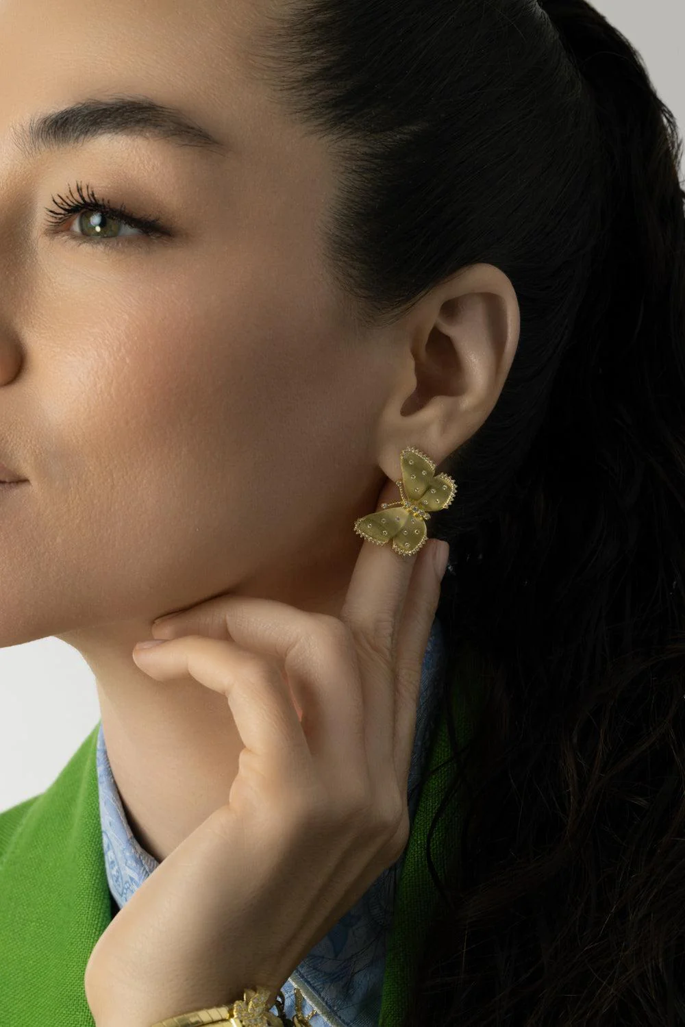 Medium Scattered Butterfly Diamond Stud Earrings - Image 4