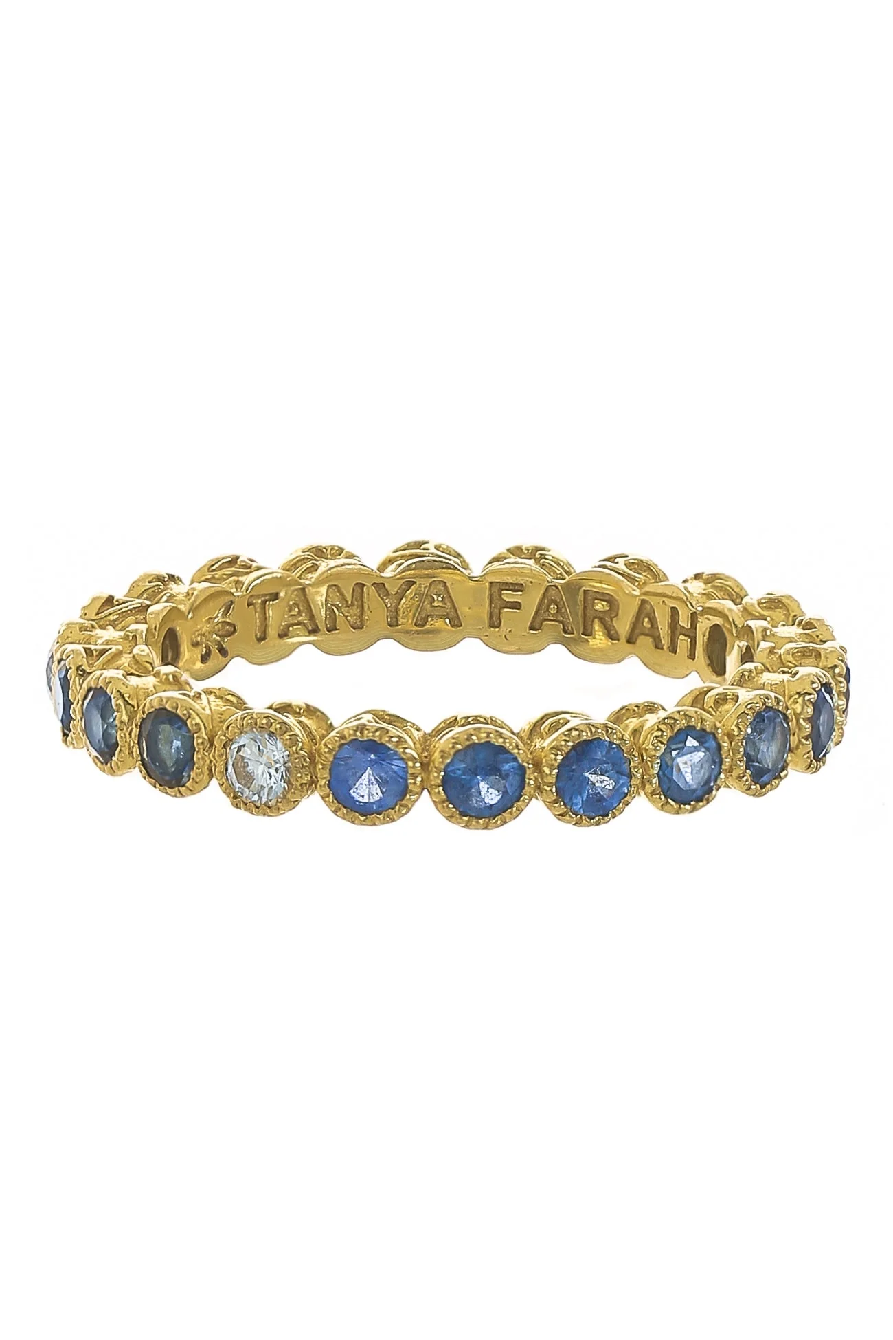 Modern Etruscan Blue Sapphire Stack Ring