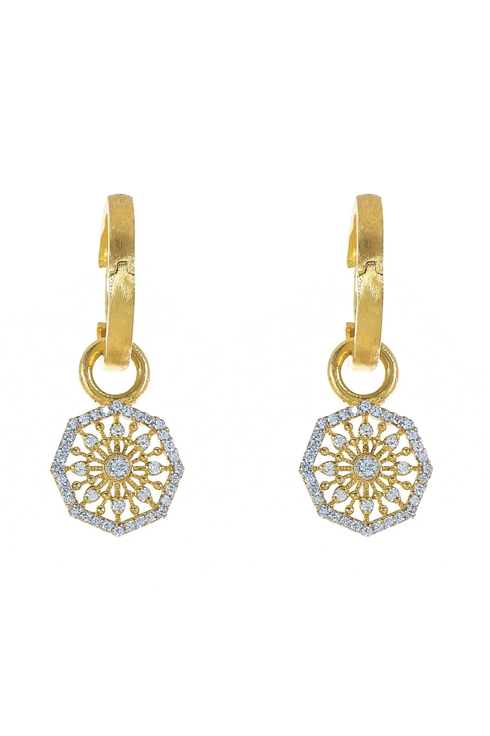 Modern Etruscan Diamond Medallion Earrings
