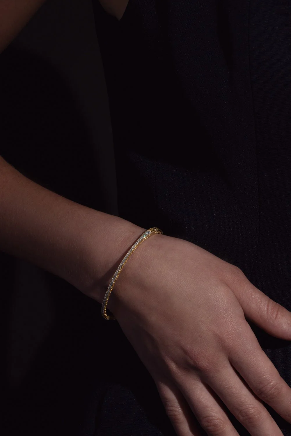 Modern Etruscan Diamond Petite Bangle - Image 2
