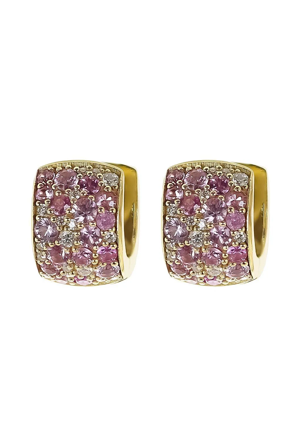 Modern Etruscan Pink Sapphire Huggie Earrings