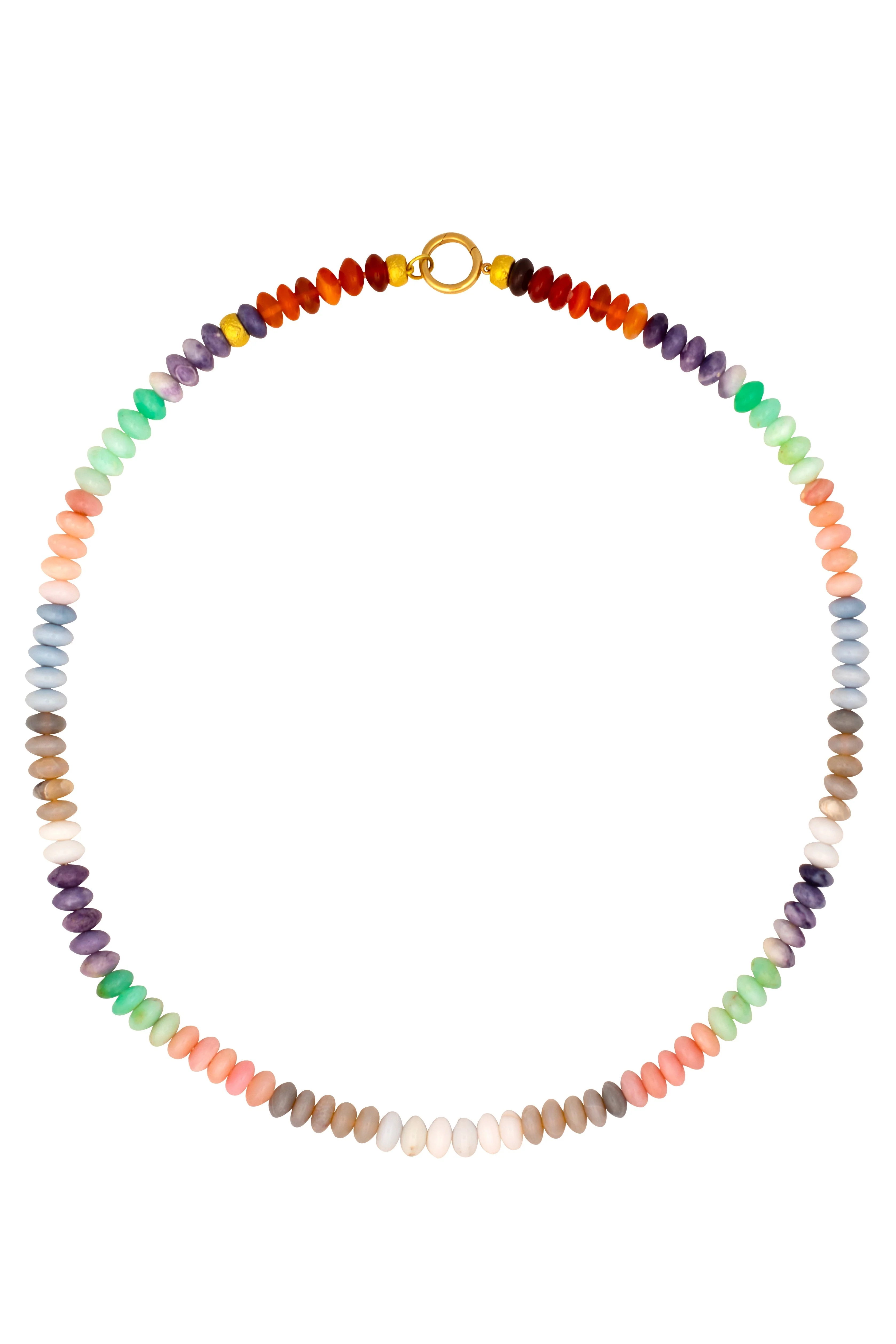 Modern Etruscan Rainbow Opal Beaded Necklace