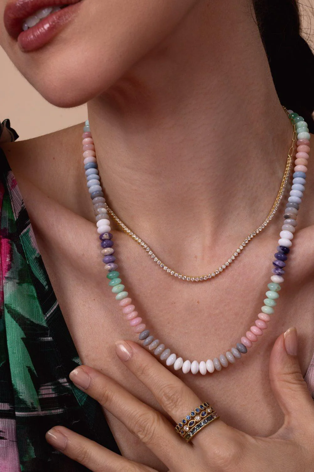 Modern Etruscan Rainbow Opal Beaded Necklace - Image 2