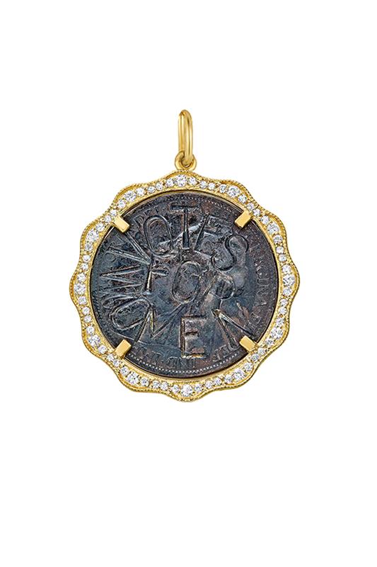 Modern Etruscan Suffragette Coin Diamond Charm