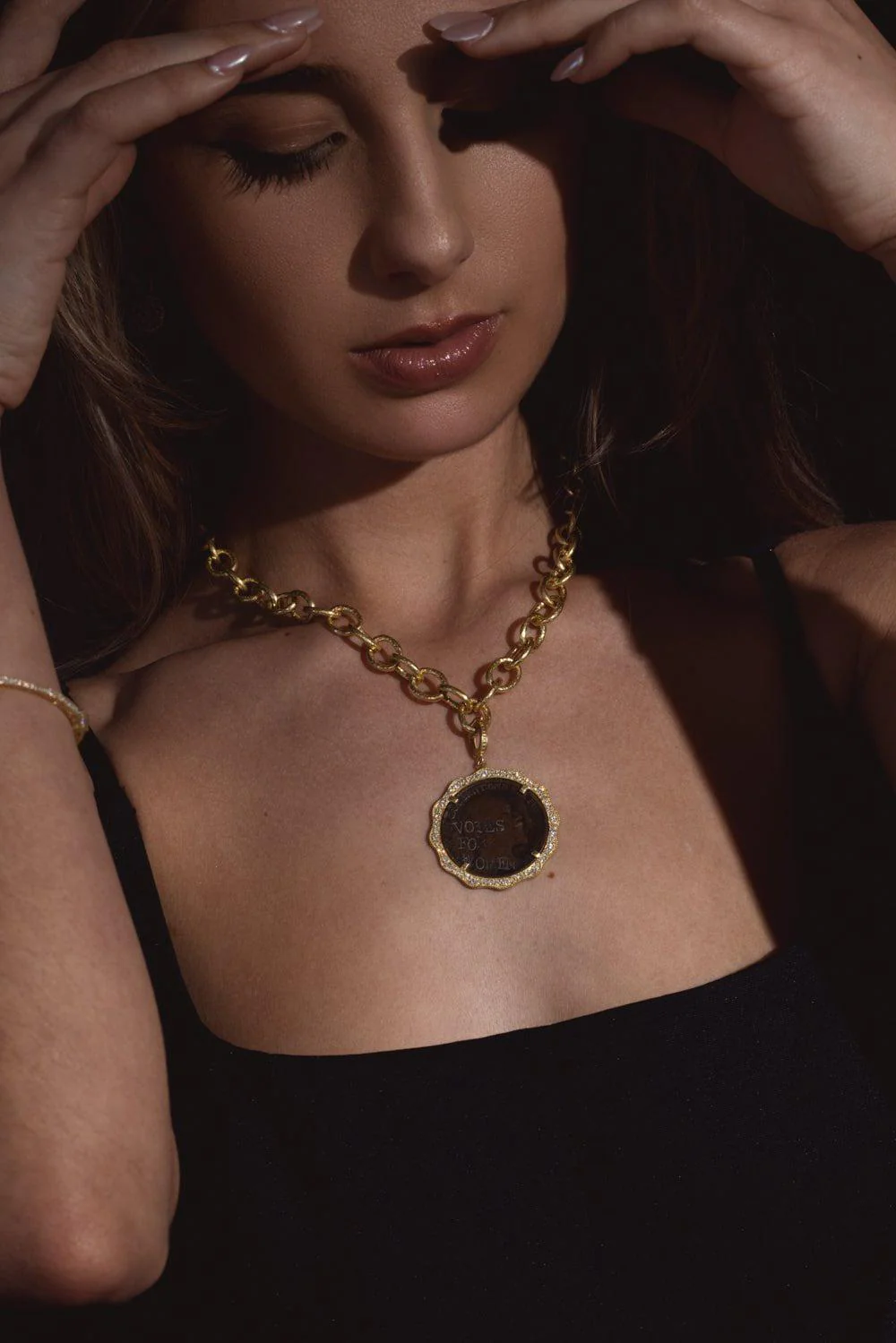 Modern Etruscan Suffragette Coin Diamond Charm - Image 3