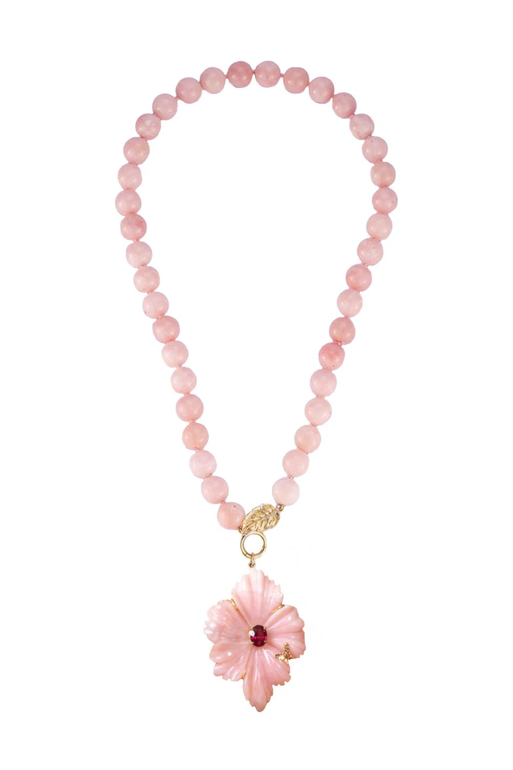 Opal Beaded Flower Pendant Necklace