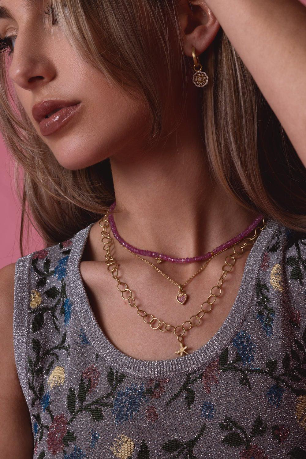 Pink Sapphire Beaded Necklace - Image 4