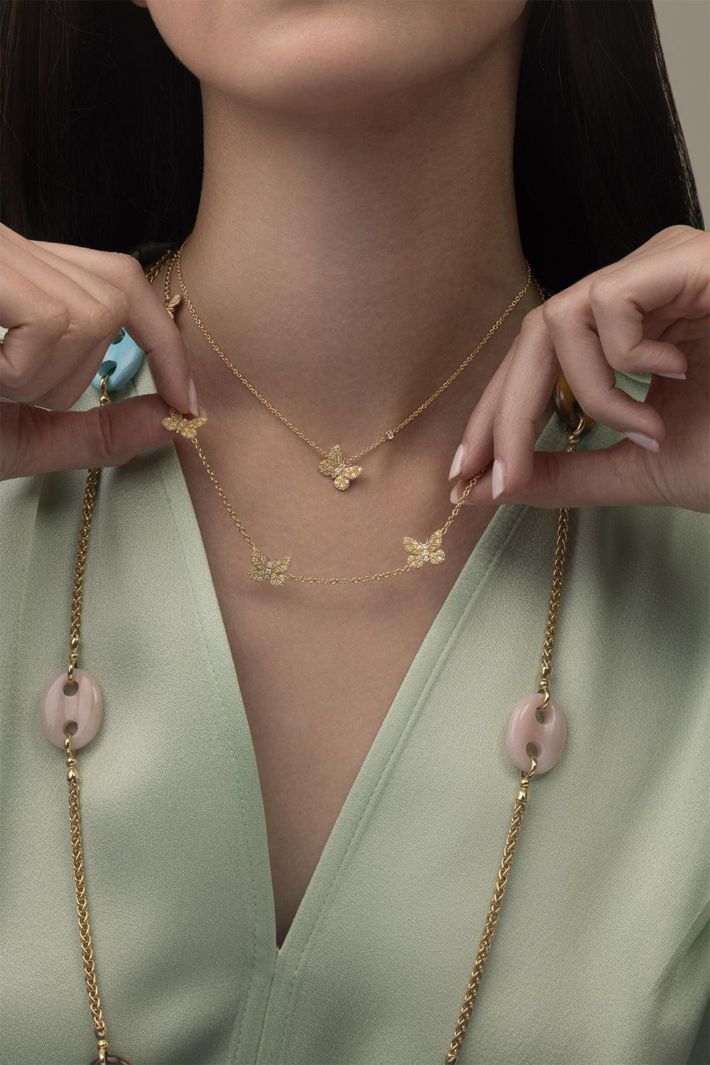Small Diamond Butterfly Necklace - Image 3