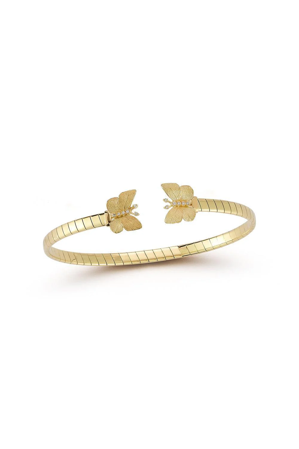 Textured Butterfly Open Bangle Bracelet