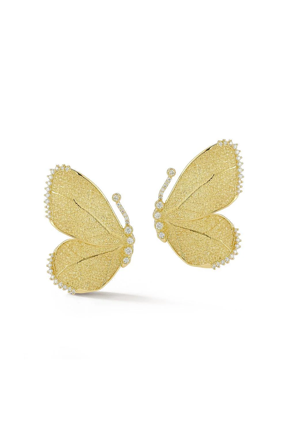 Textured Half Butterfly Wing Diamond Earrings