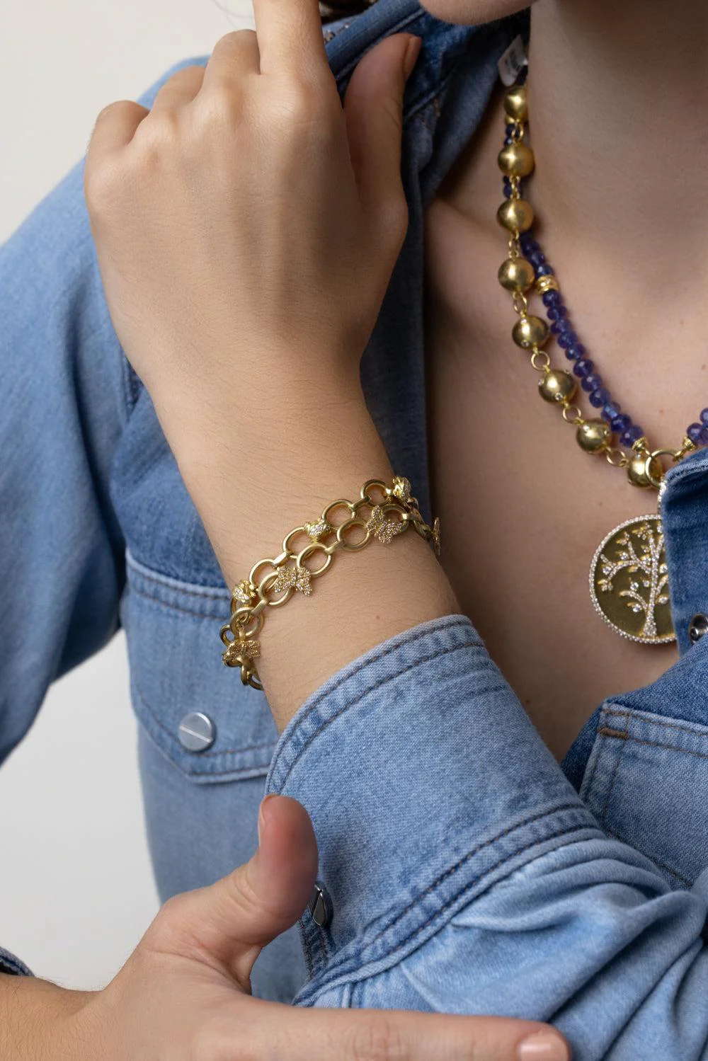 Tree of Life Diamond Butterfly Link Bracelet - Image 3