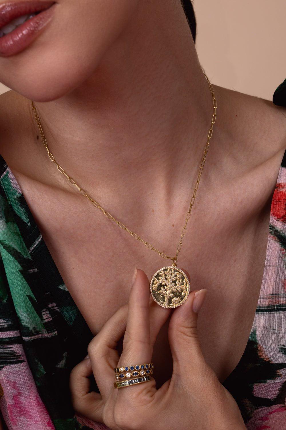 Tree of Life Diamond Disc Necklace - Image 2