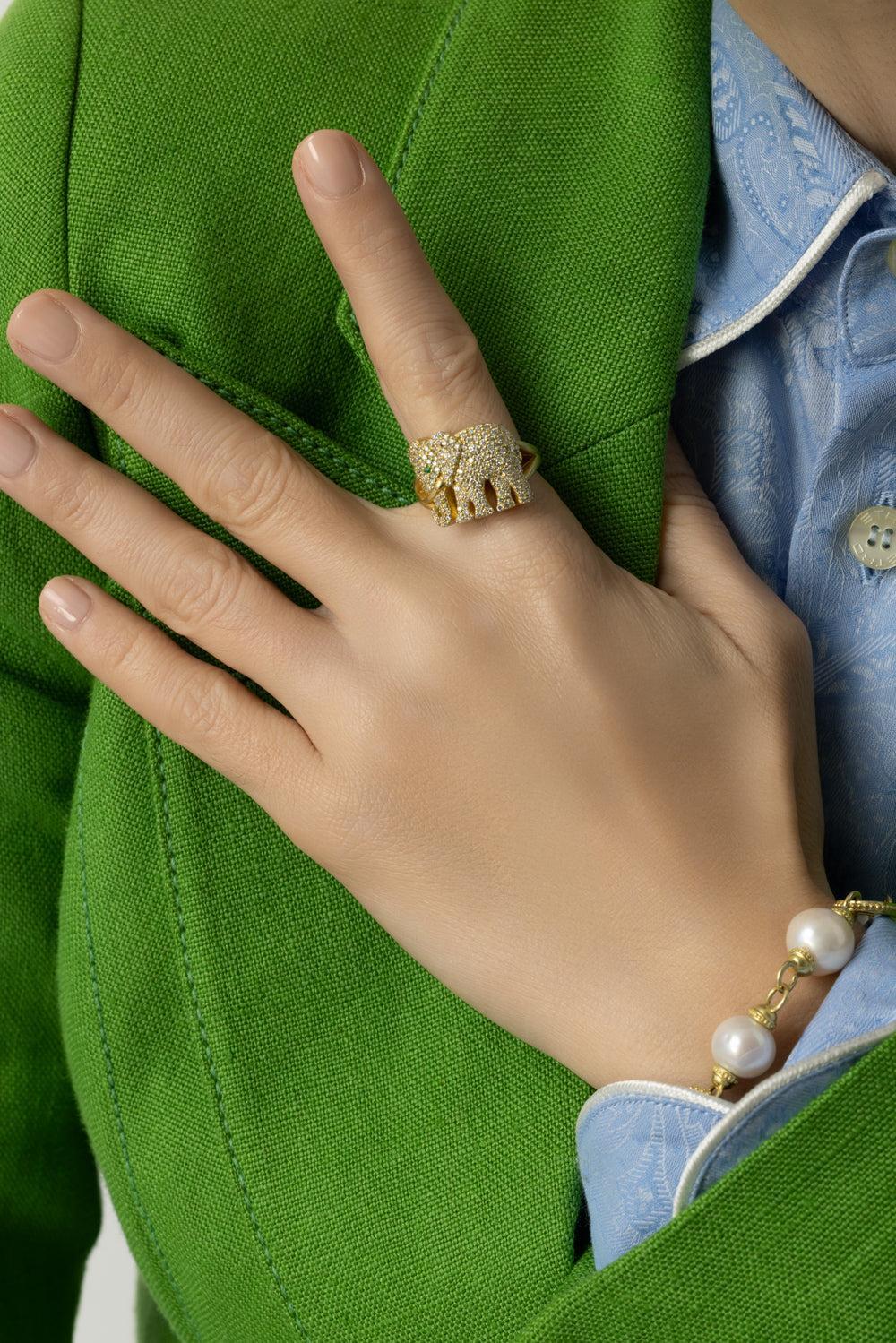 Tree of Life Diamond Elephant Ring - Image 2