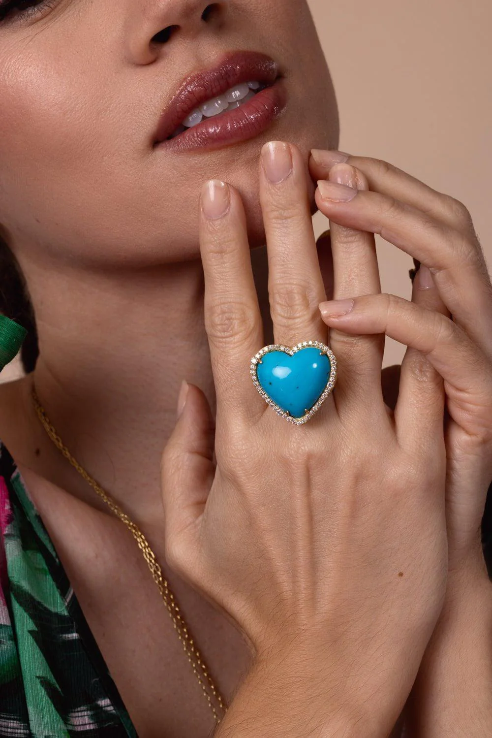 Turquoise Heart Diamond Ring - Image 3