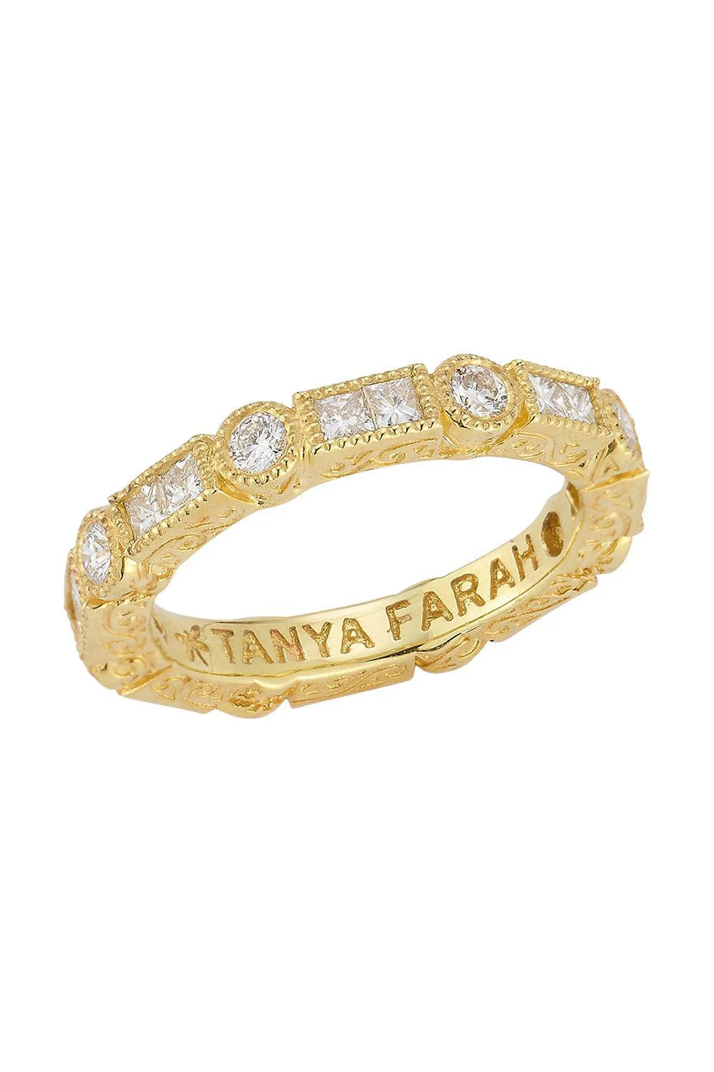 White Diamond Modern Etruscan Stack Ring