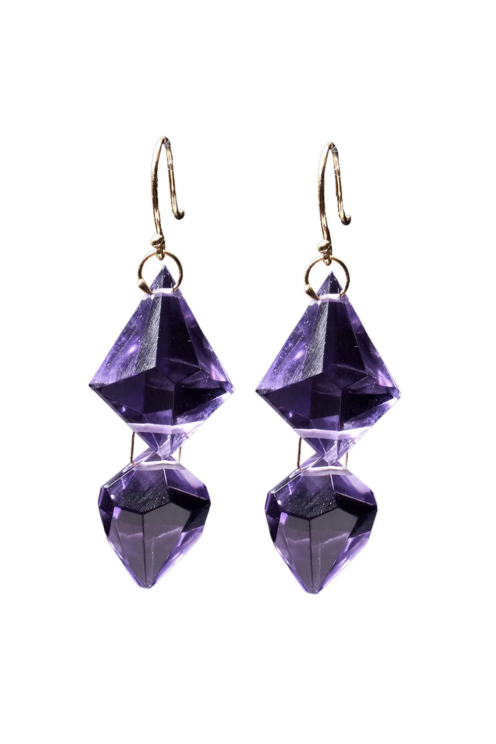 Amethyst Double Faceted Drop Earrings