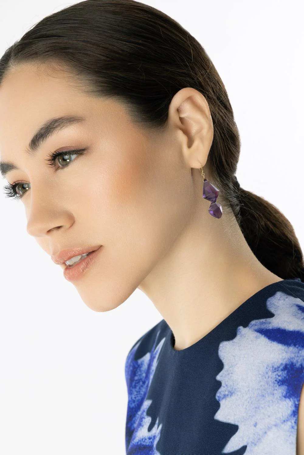Amethyst Double Faceted Drop Earrings - Image 2