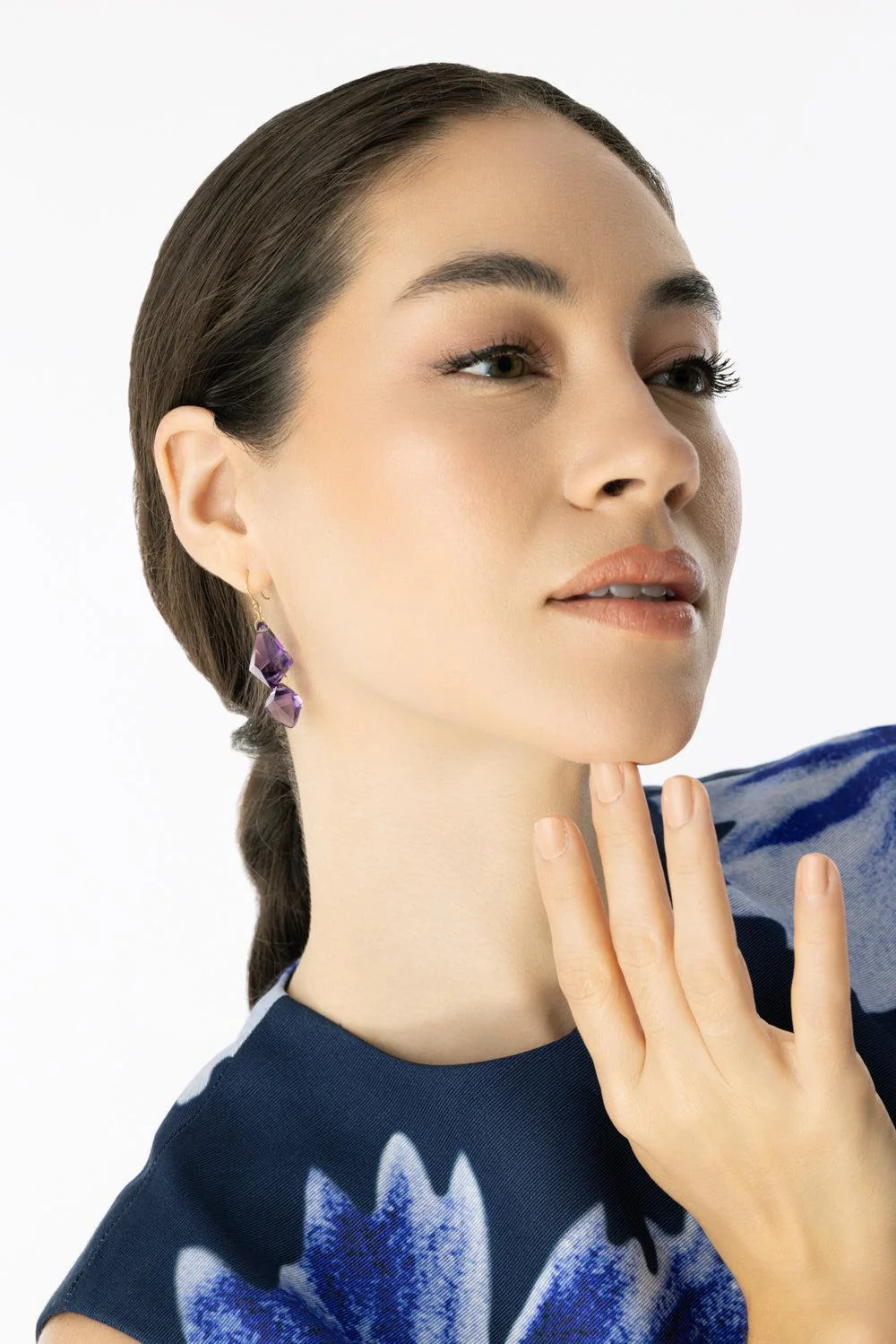 Amethyst Double Faceted Drop Earrings - Image 3