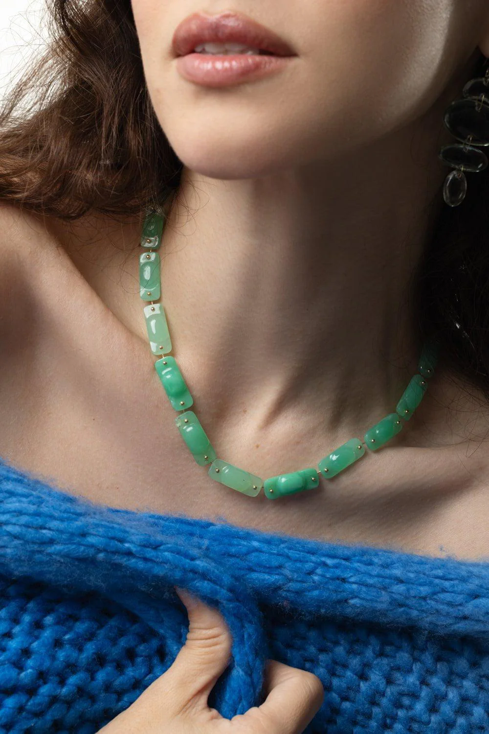 Chrysoprase Stone Tiles Necklace - Image 2
