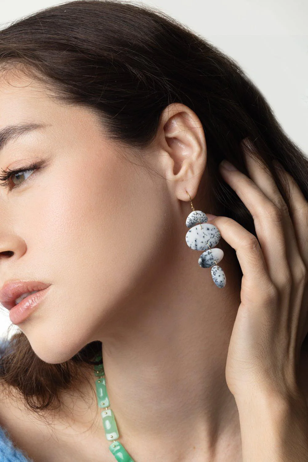 Dendritic Opal Oval Totems Earrings - Image 3