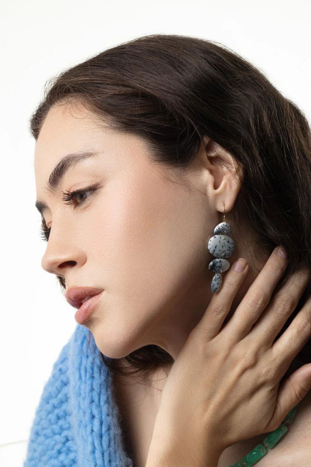 Dendritic Opal Oval Totems Earrings - Image 4
