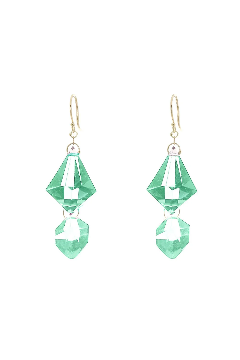 Green Amethyst Double Faceted Drop Earrings