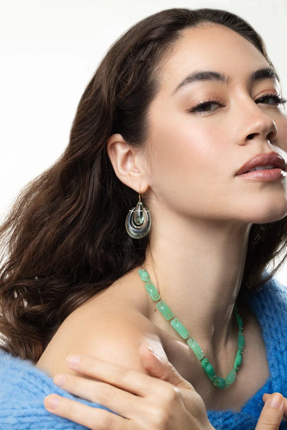 Green Amethyst Large O'Keeffe Earrings - Image 2