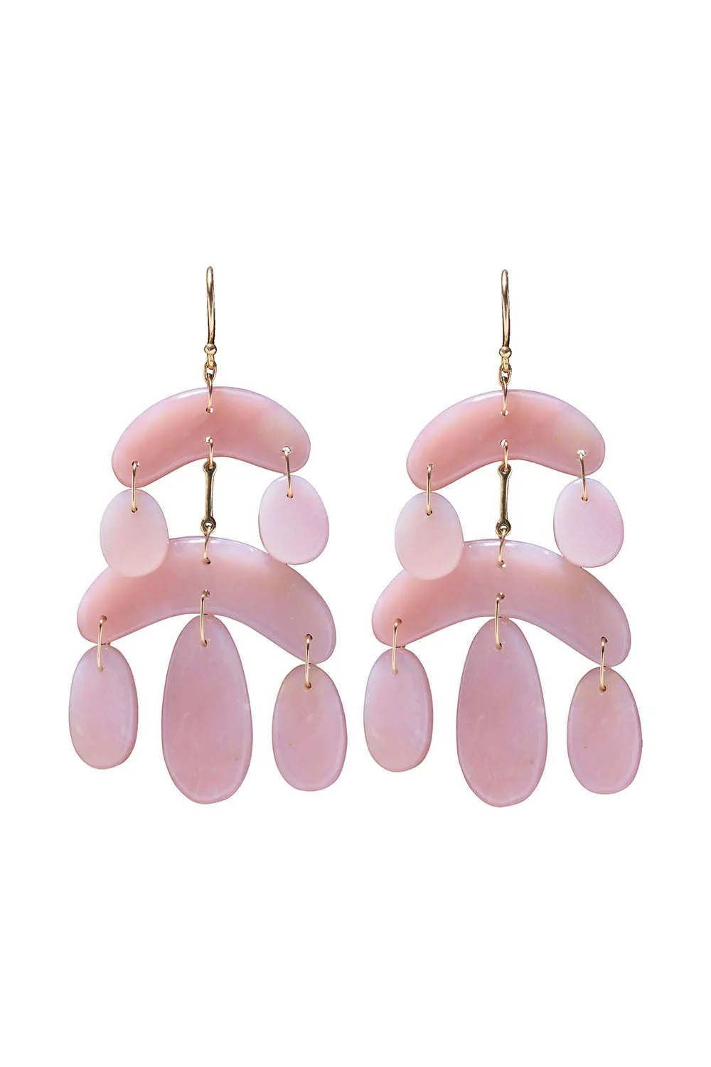 Mini Cut Stone Pink Opal Chandelier Earrings