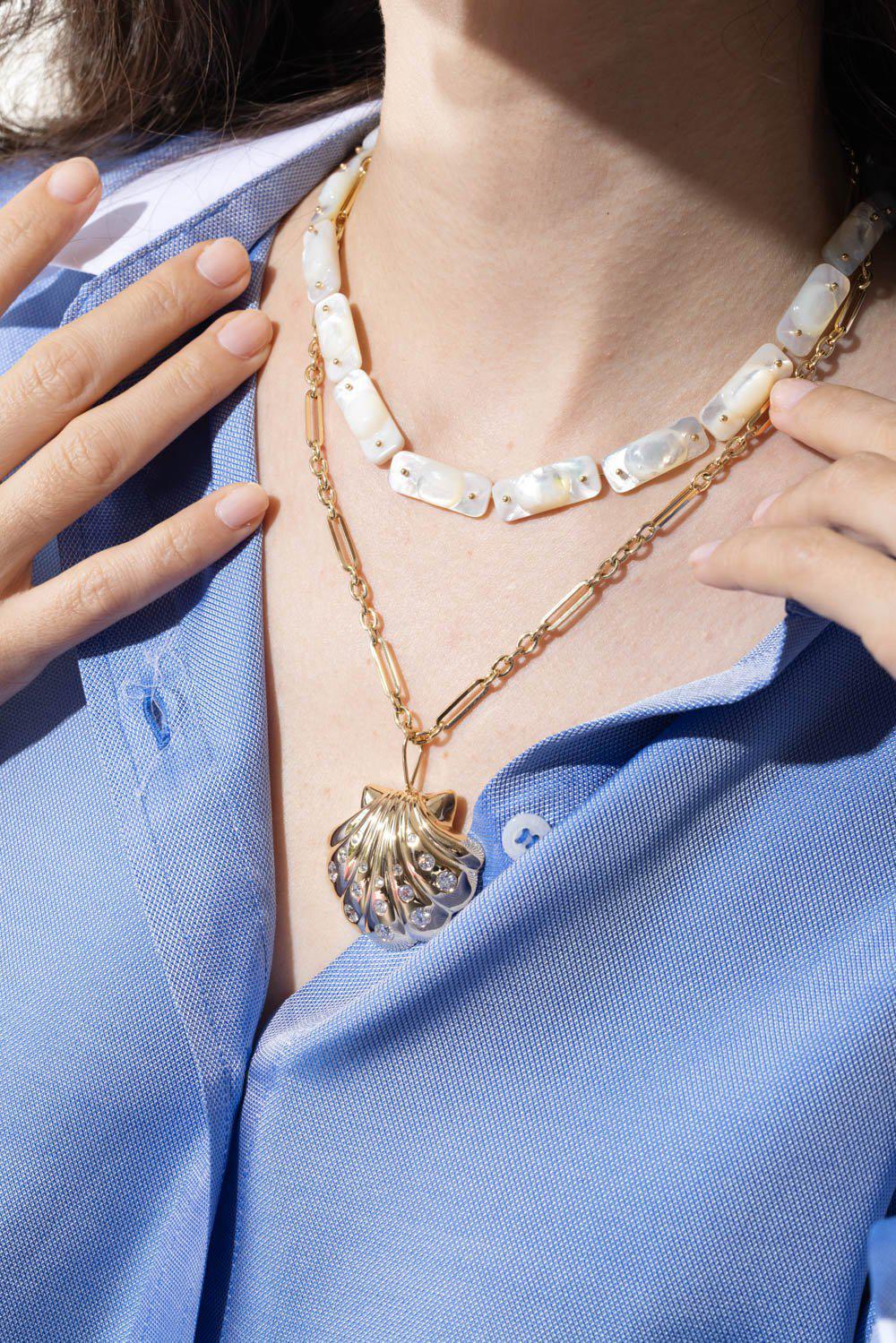 Pearl Stone Tiles Necklace - Image 4