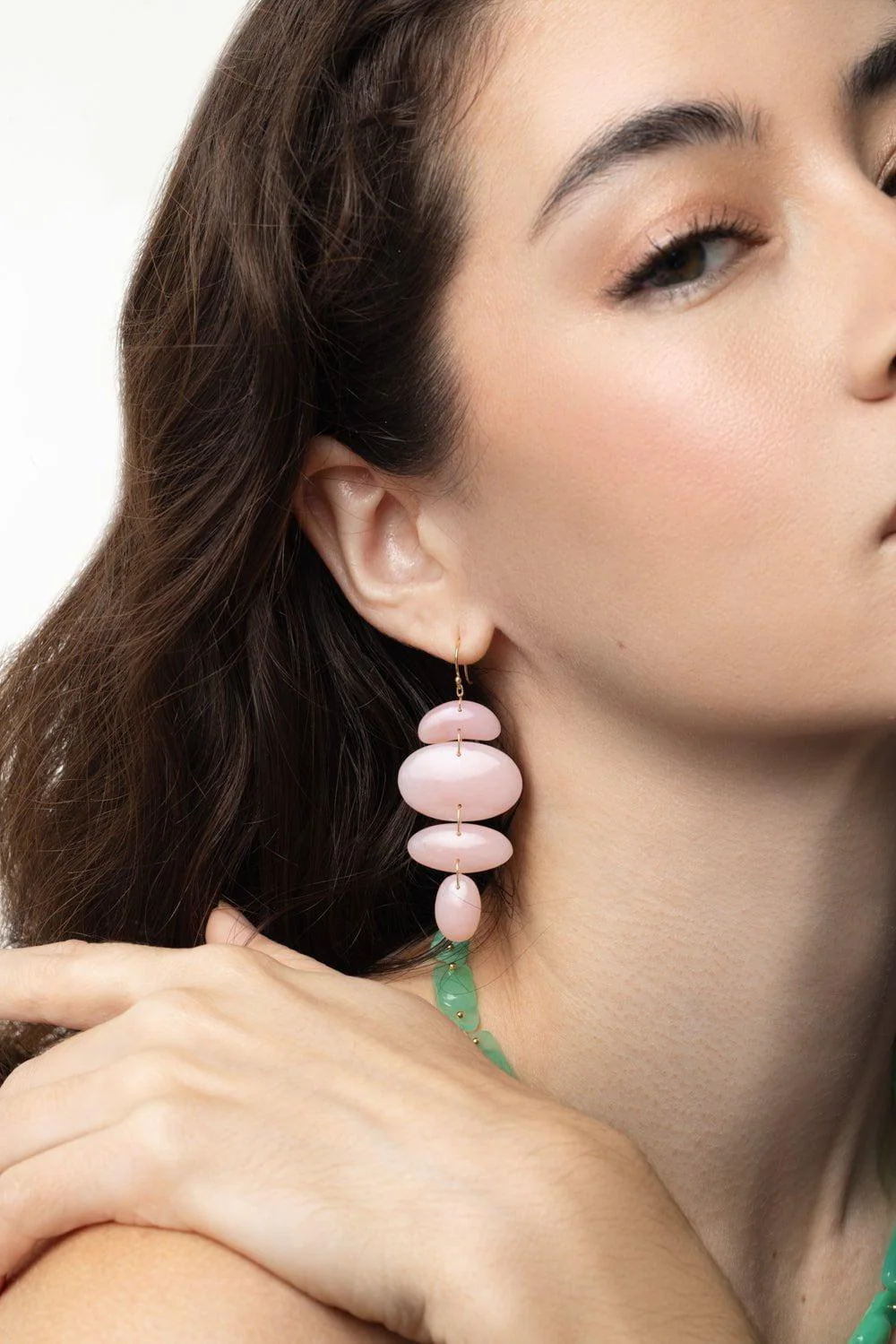 Pink Opal Oval Totems Earrings - Image 4