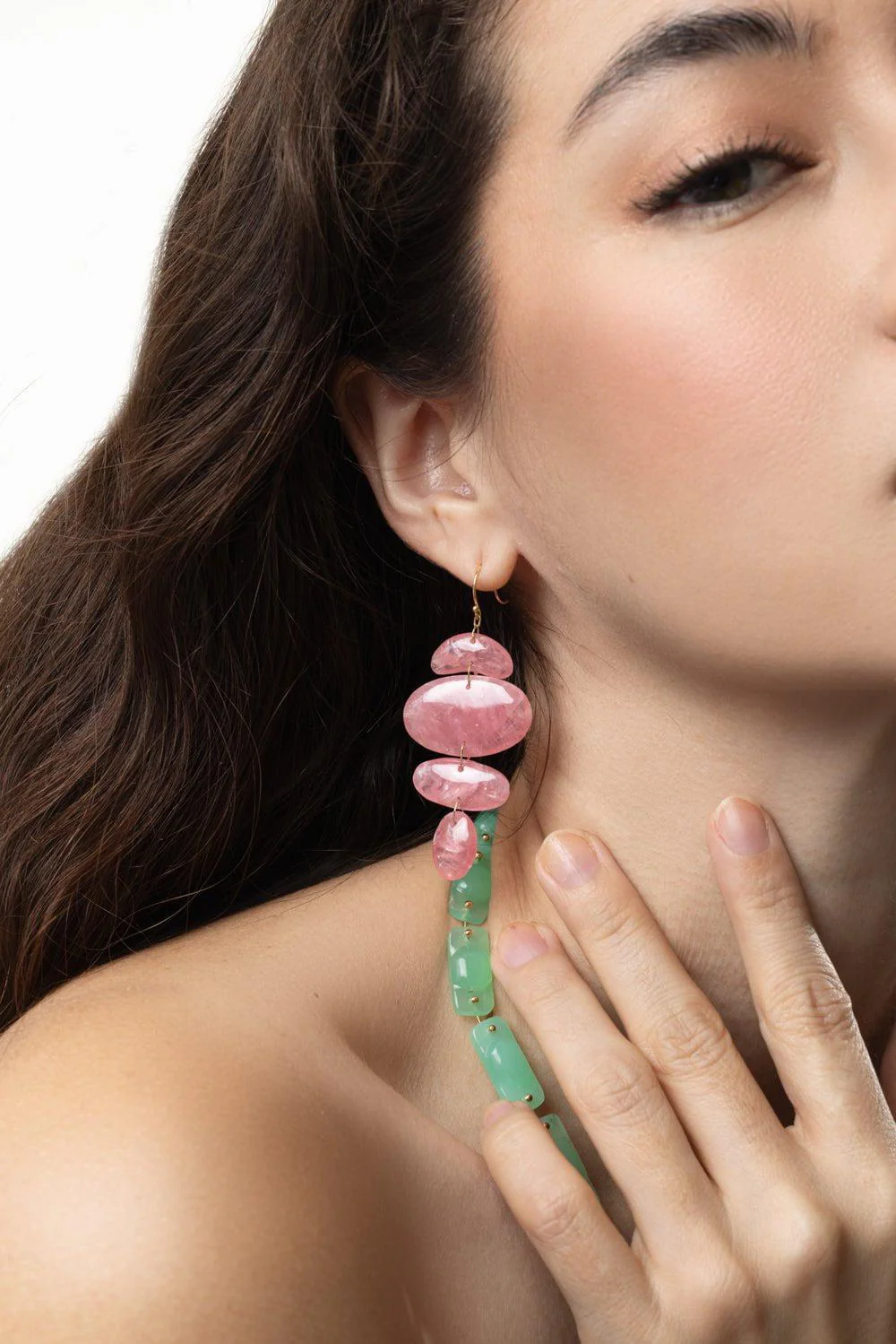 Rhodochrosite Oval Totem Earrings - Image 2