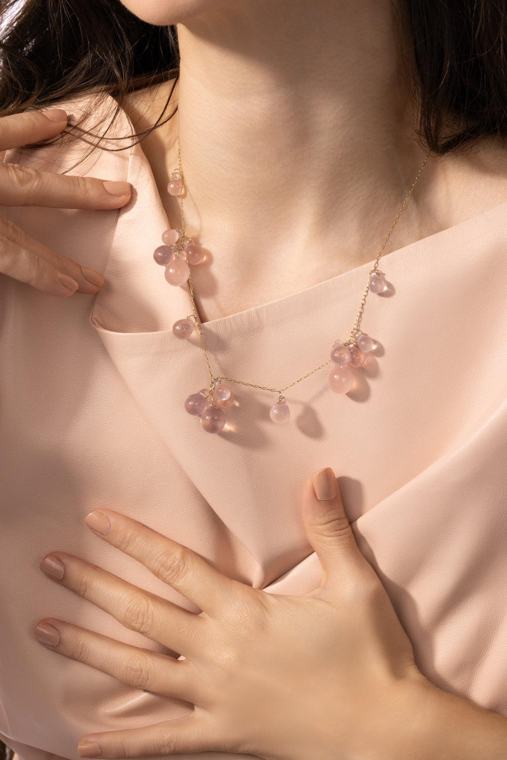 Rose Quartz Bubble Necklace - Image 3