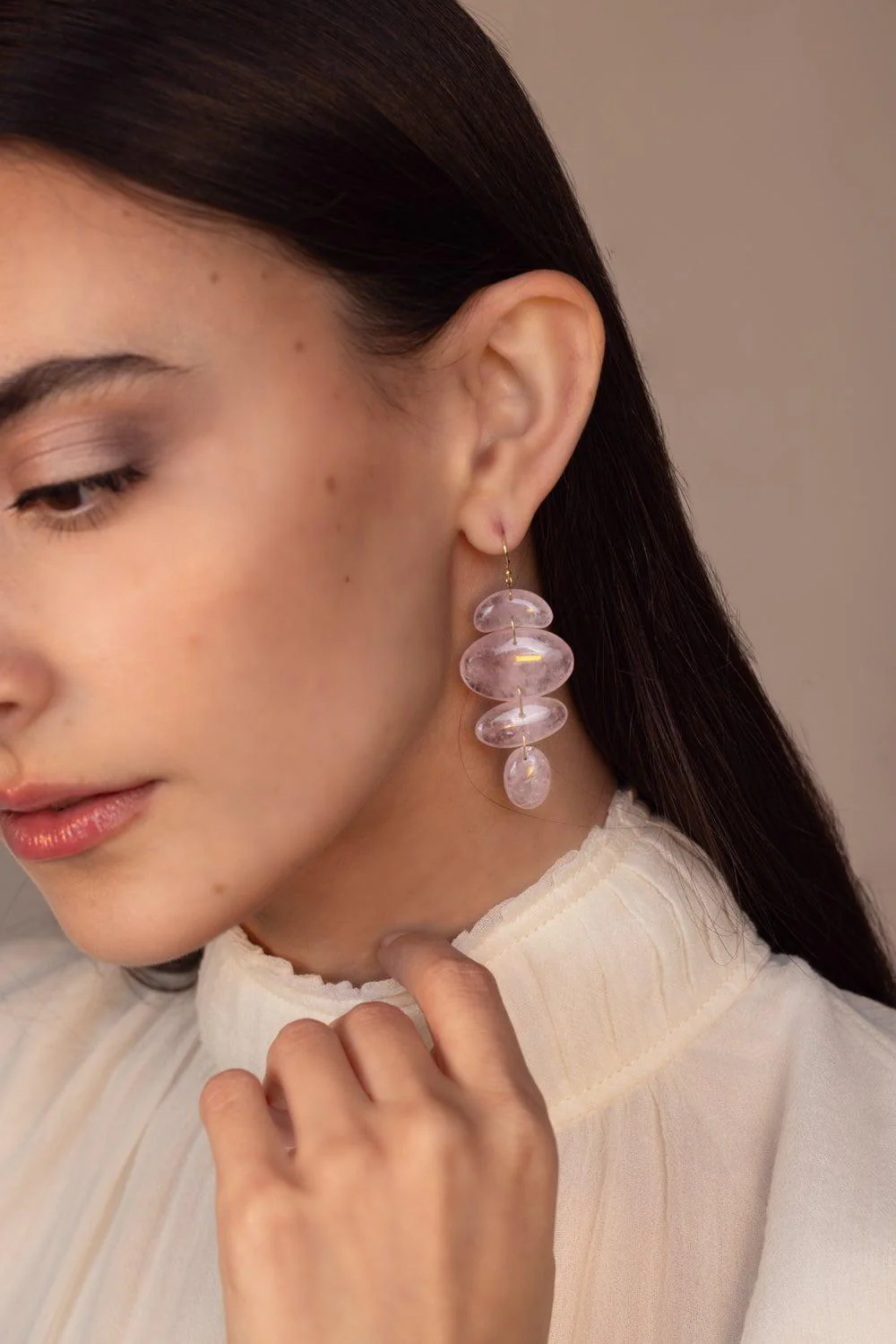 Small Morganite Totem Earrings - Image 3