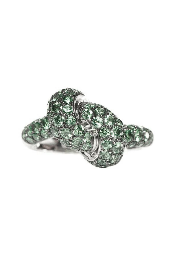 Green Sapphire Love Knot Ring