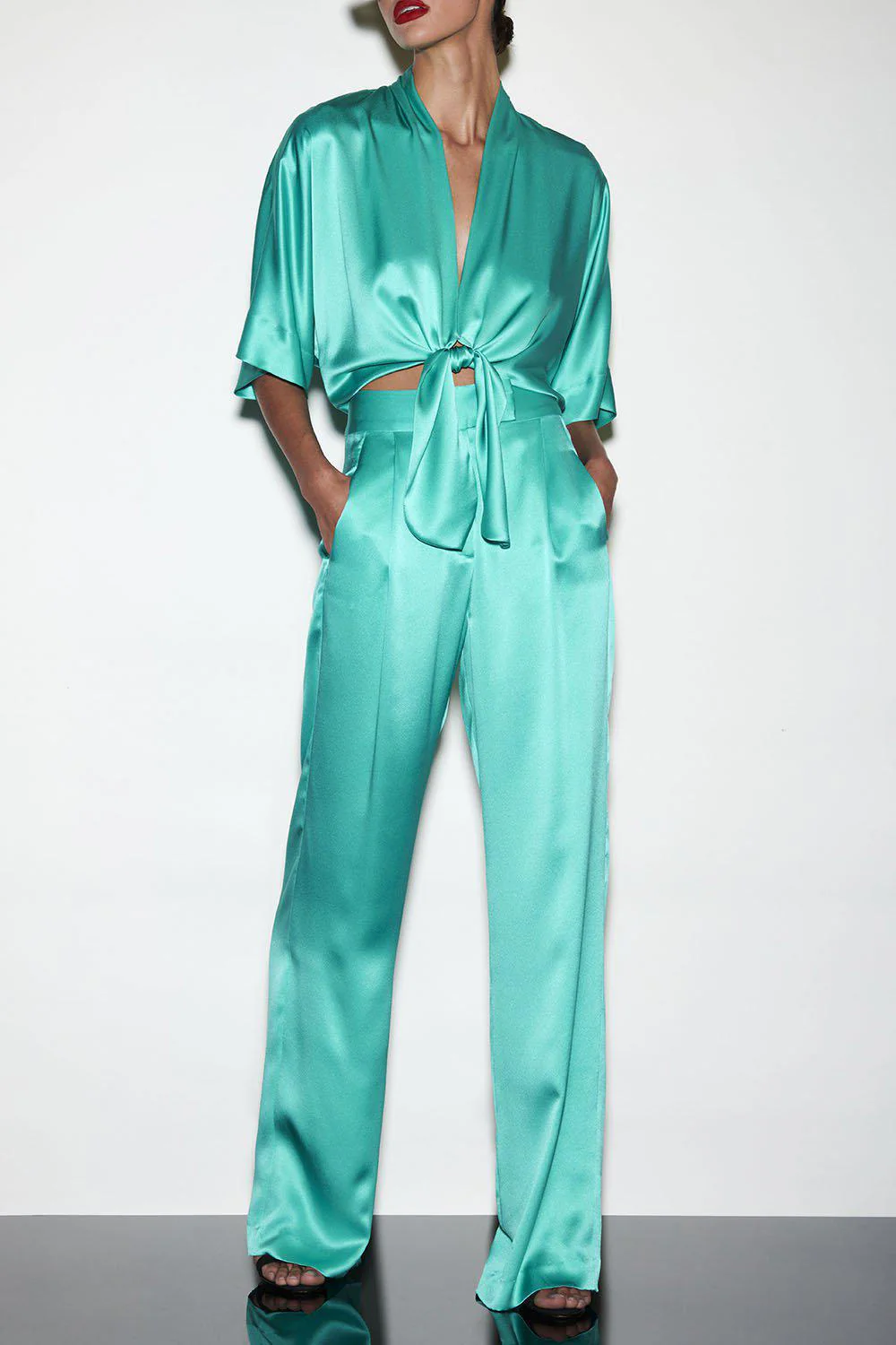 Dolman Tie Front Blouse - Image 2