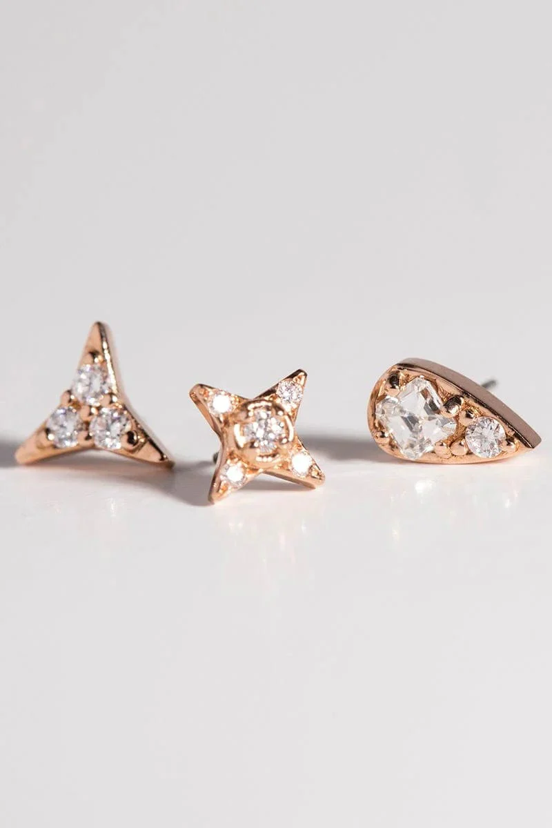 'Three' White Diamond Stud - Image 2