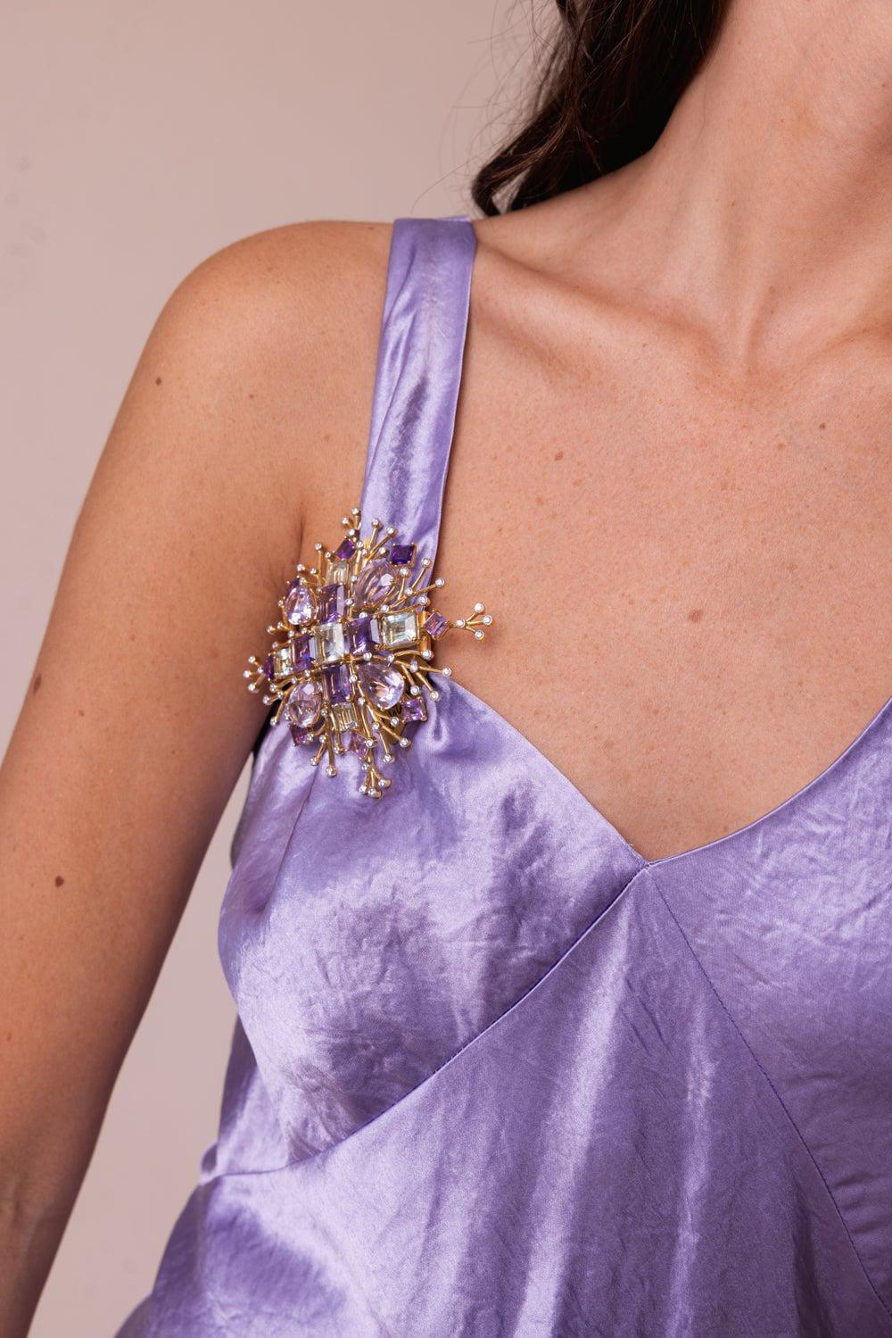 Amethyst Diamond Brooch - Image 2
