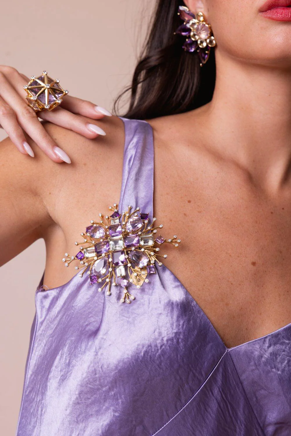 Amethyst Diamond Brooch - Image 3