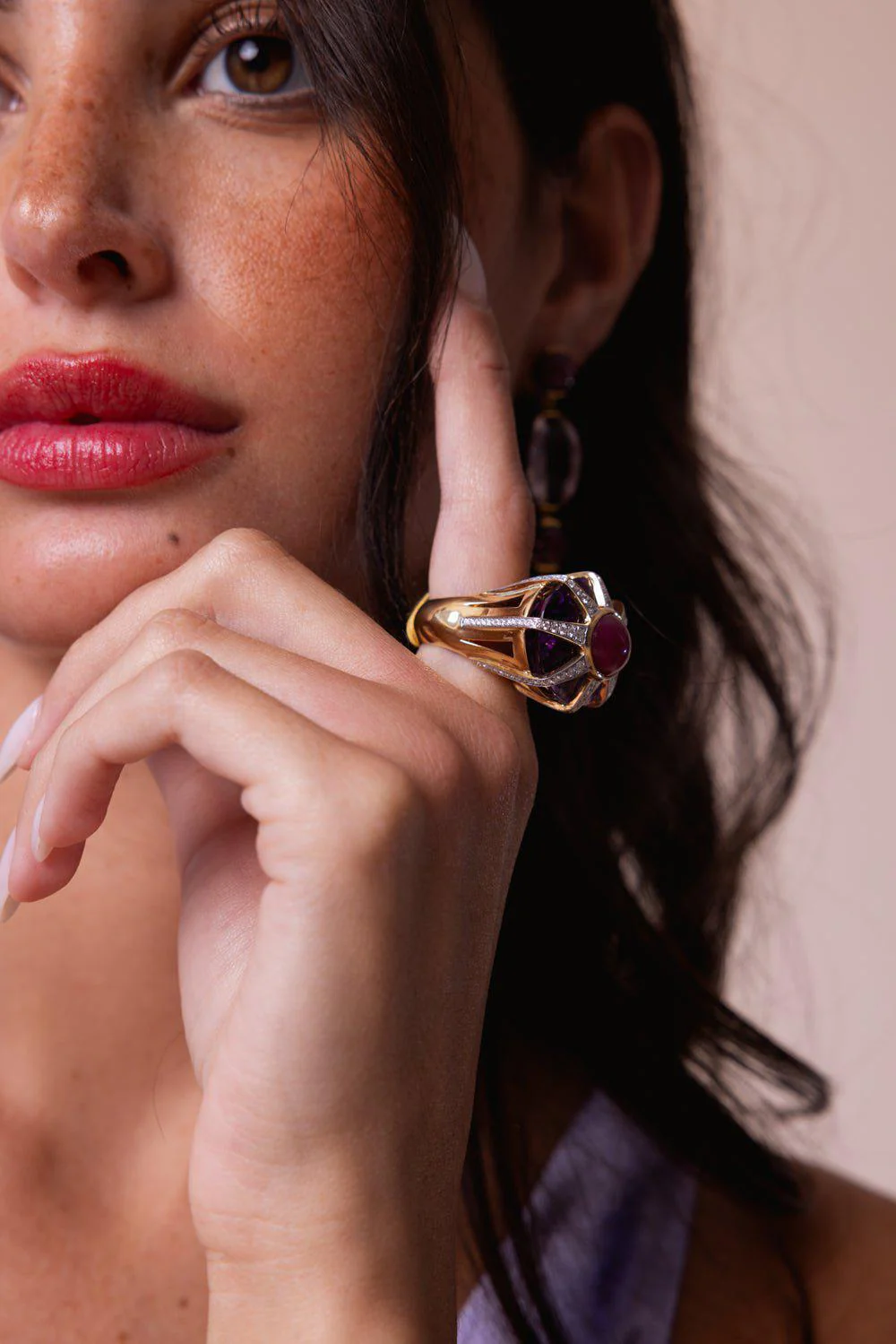 Amethyst Ruby Star Ring - Image 4