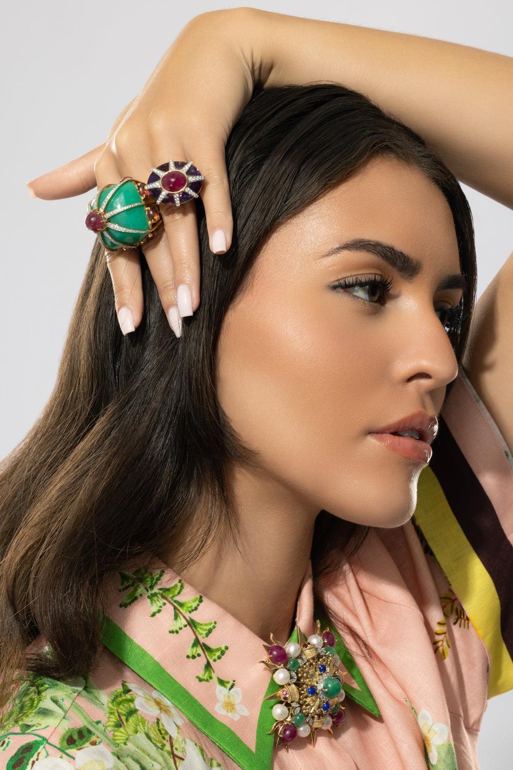 Chrysoprase Ruby Tourmaline Ring - Image 3