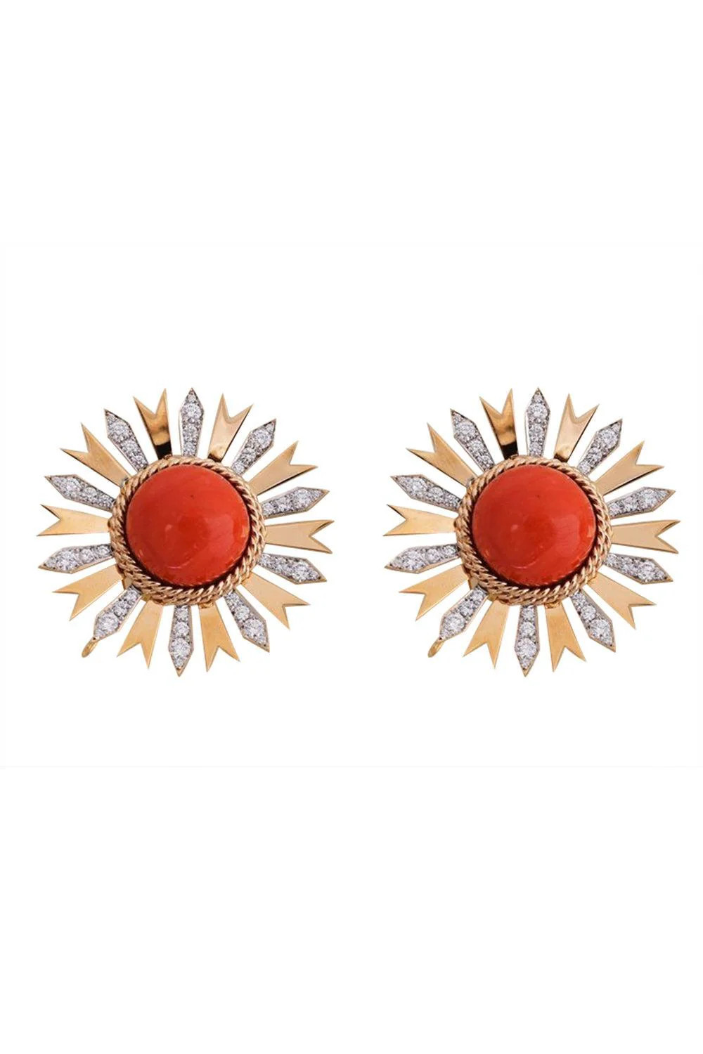 Coral Diamond Fan Earrings