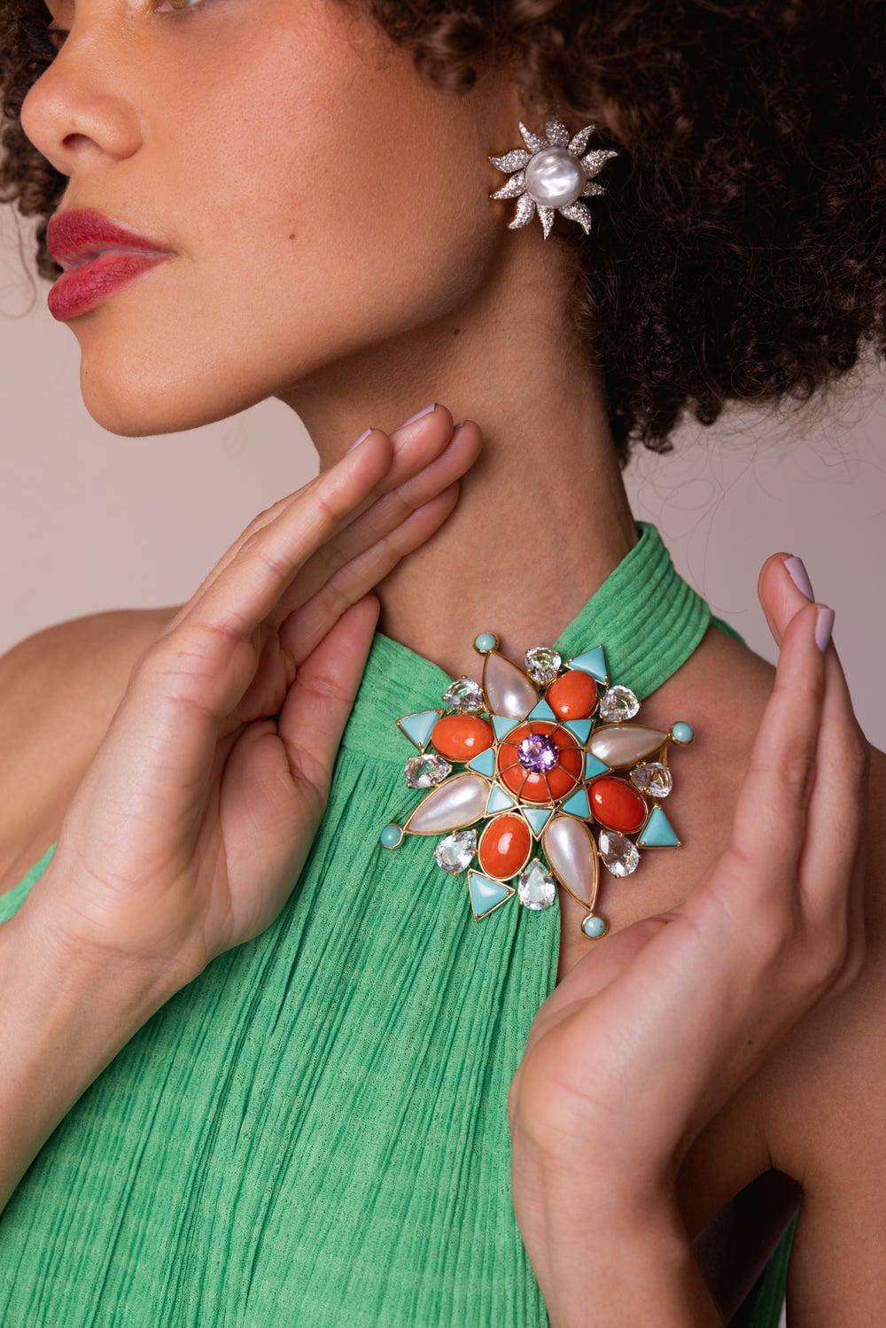 Coral Turquoise Brooch - Image 4