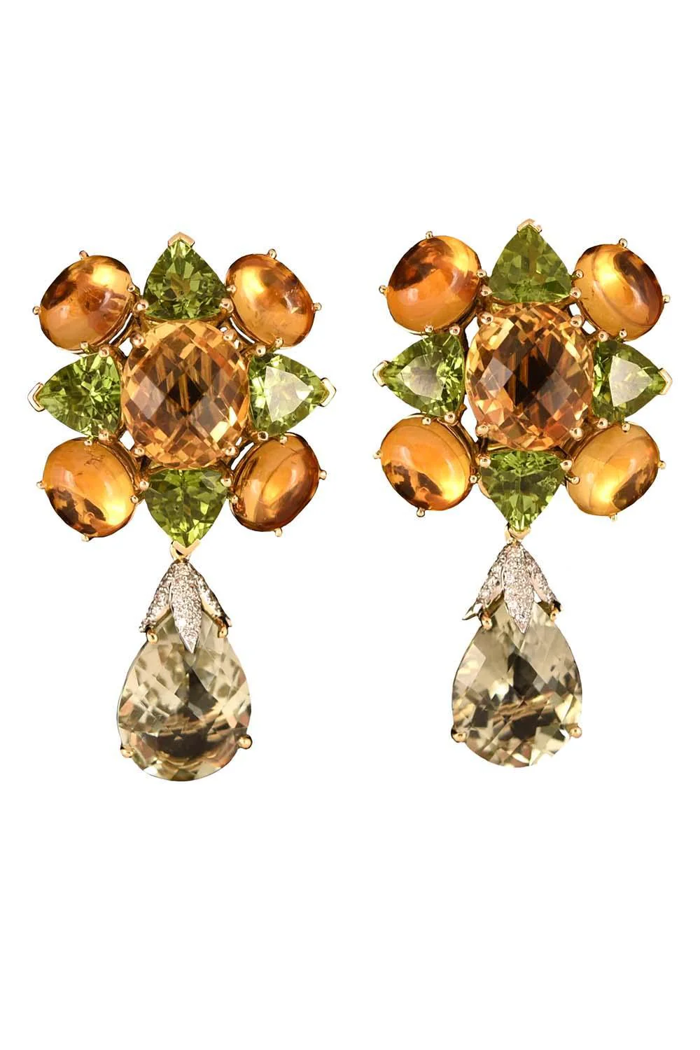 Green Amethyst Peridot Drop Earrings