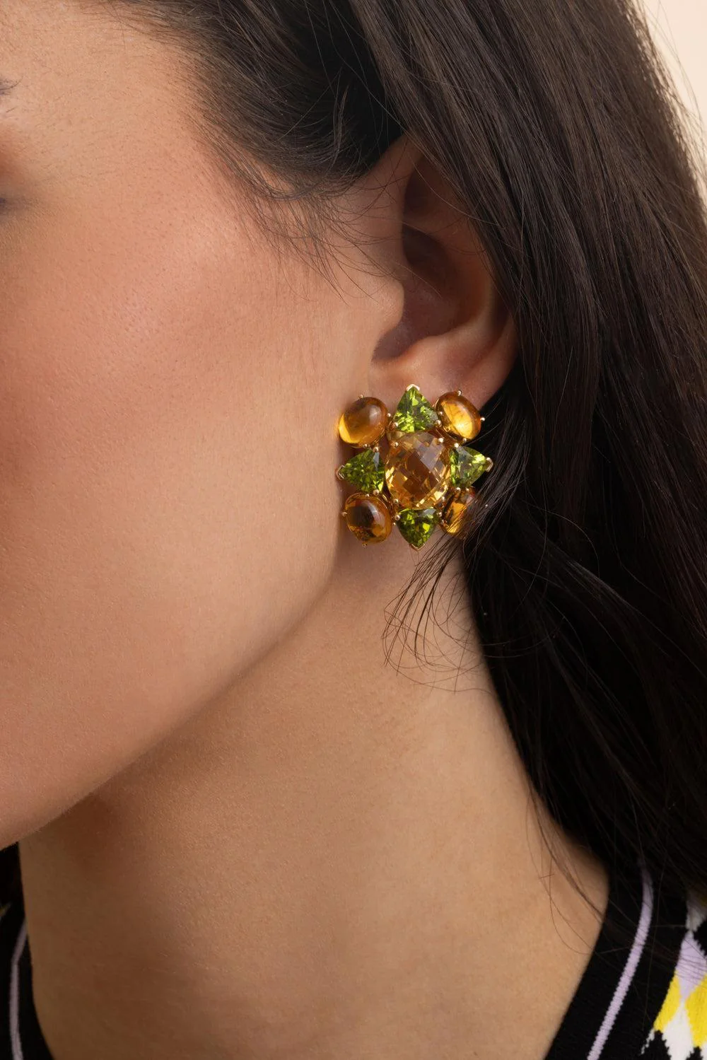 Green Amethyst Peridot Drop Earrings - Image 5